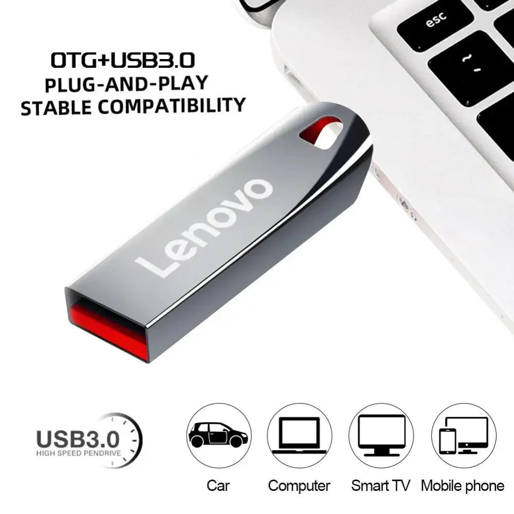 Lenovo 2TB USB3.0 Metal Flash Drives Memory 1TB 512GB 256GB 128GB 64GB 32GB Waterproof Usb Stick High Speed OTG Pen Drive For PC