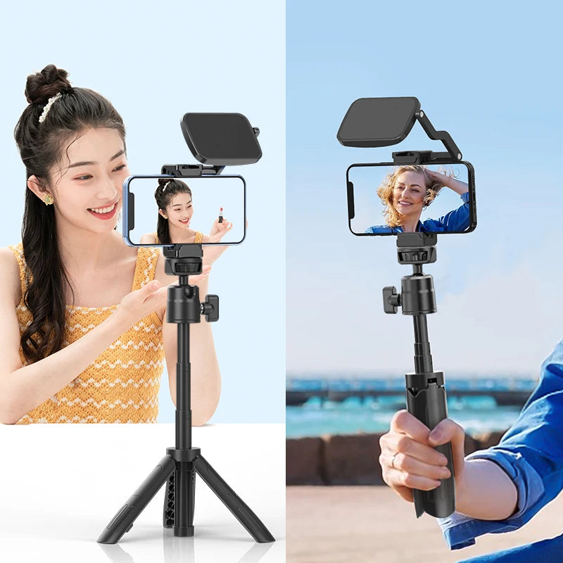 Ulanzi ST-30 Phone Clip Flip Mirror Kit Universal Smartphone Vlog Adjustable Angle Selfie Bracket with Cold Shoe for Video Light