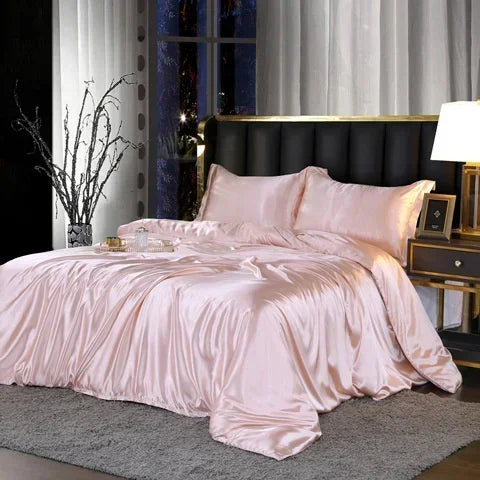blending Mulberry Silk Bedding Set Silky High-end Queen Size Duvet Cover Set with Fitted Sheet Luxury Bedding Sets King Bed Sets