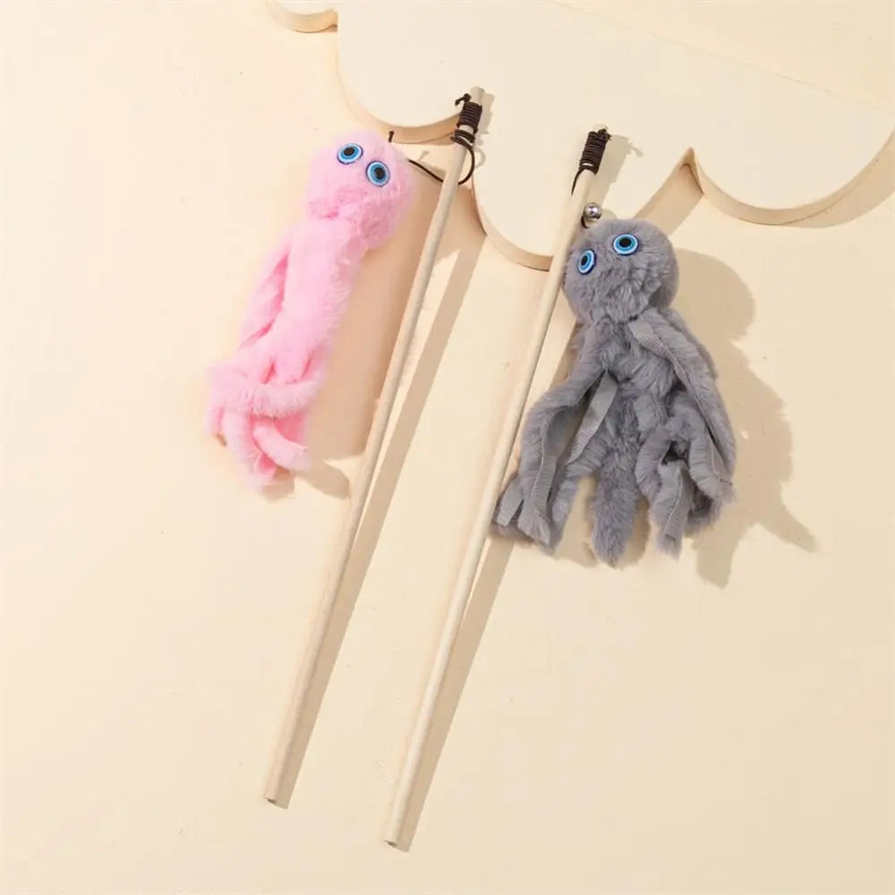 High-quality Metal Materials Cat Toy More Fun And Interaction Funny Cat Stick With Feather 40cm Cat Pet Accessories Octopus