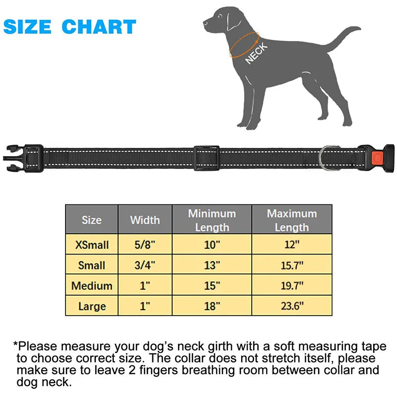 New Nylon Dog Collar Reflective Pet Collar Leash Set Outdoor Walking Night Safety Sturdy Buckle Collar for Small Medium Dogs