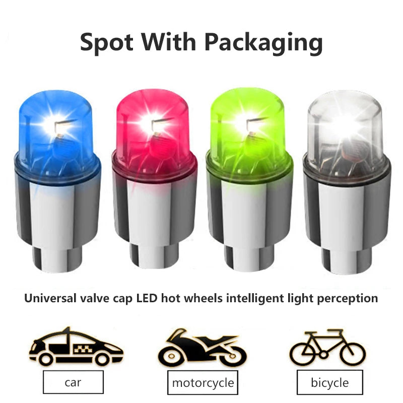 2PCS Wheel Lights Waterproof Car Auto Wheel Tire Tyre Air Valve Stem LED Light Cap Cover Accessories For Bike Car Motorcycle