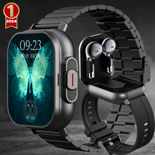 New GPS Smart Watch TWS 2-in-1Headset BT Call Heart Rate Blood Pressure Health Monitoring Watch Headphones Play Music Smartwatch