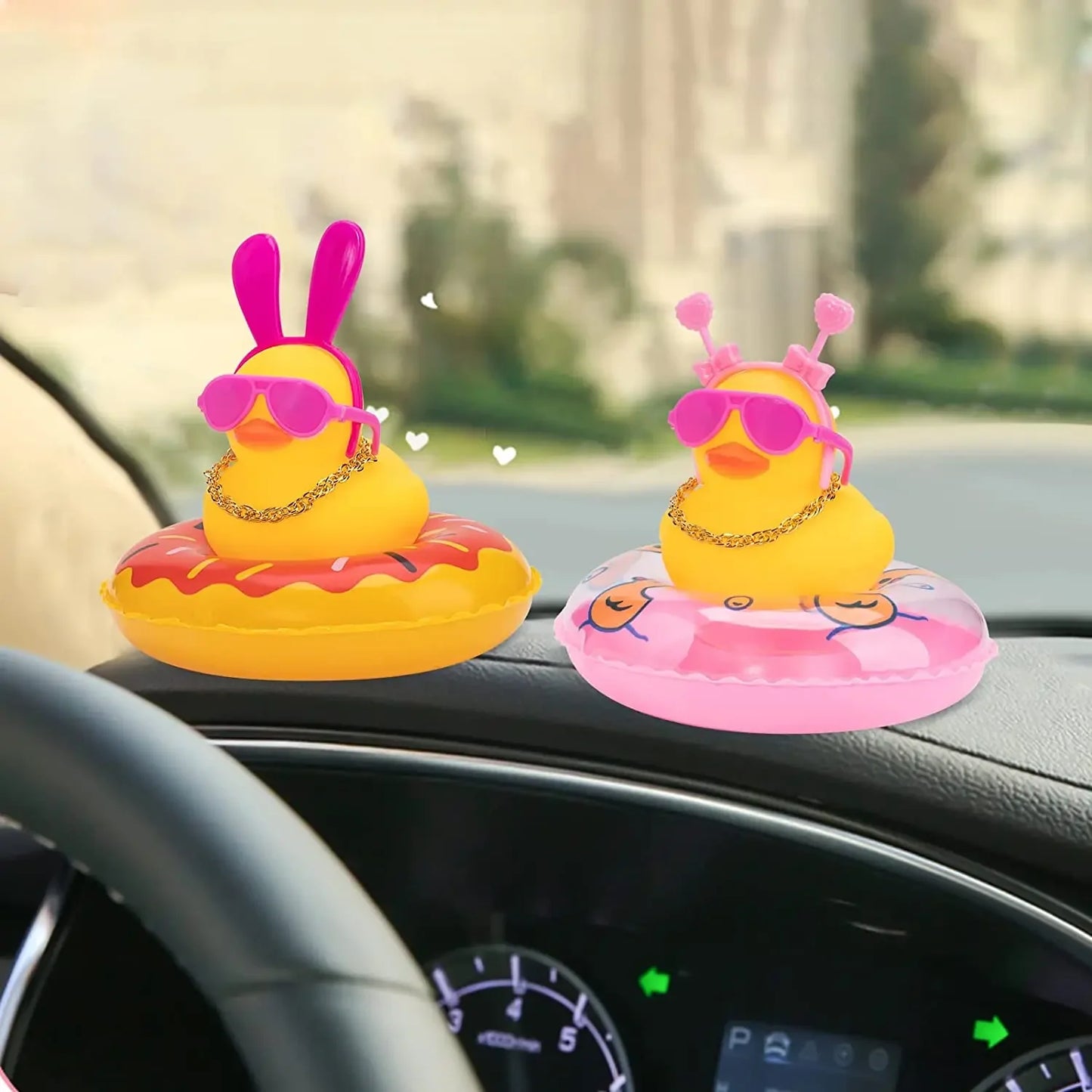 Mini Rubber Resin Duck  for Car Decoration Dashboard Car Decoration Funny Sunglasses for  House Interior and Office Decoration