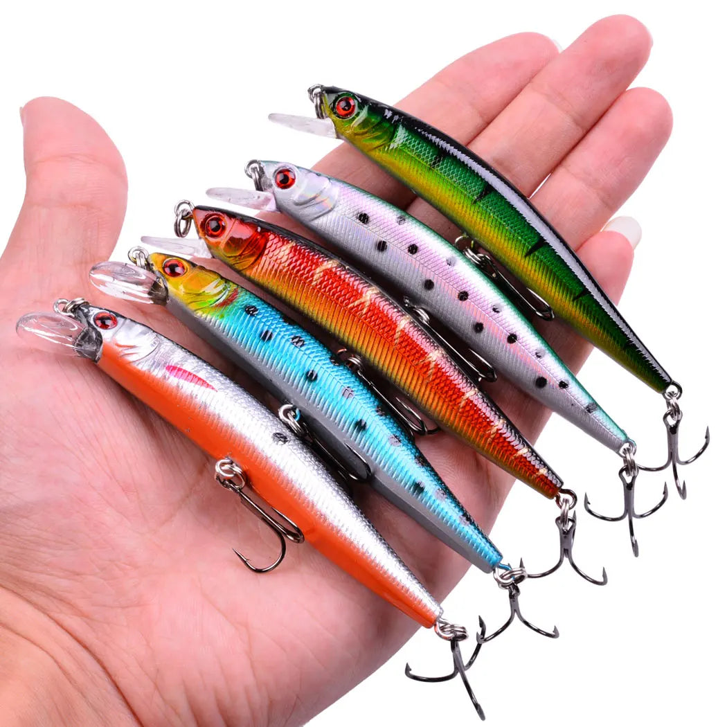 5PC Minnow Wobblers Lure 3D Eyes Hard Plastic Lures Crankbait Wobbler Artificial Bait 10CM/8.6G Good Fishing Tackle Sea Bass Set