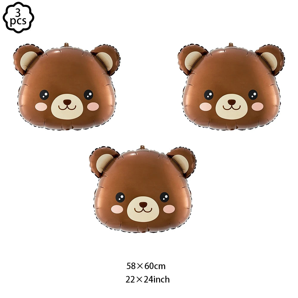 Coffee Brown Teddy Bear Balloon Number Heart Balloon set kid Birthday Party Decoration Baby Shower wedding Valentine's Day decor