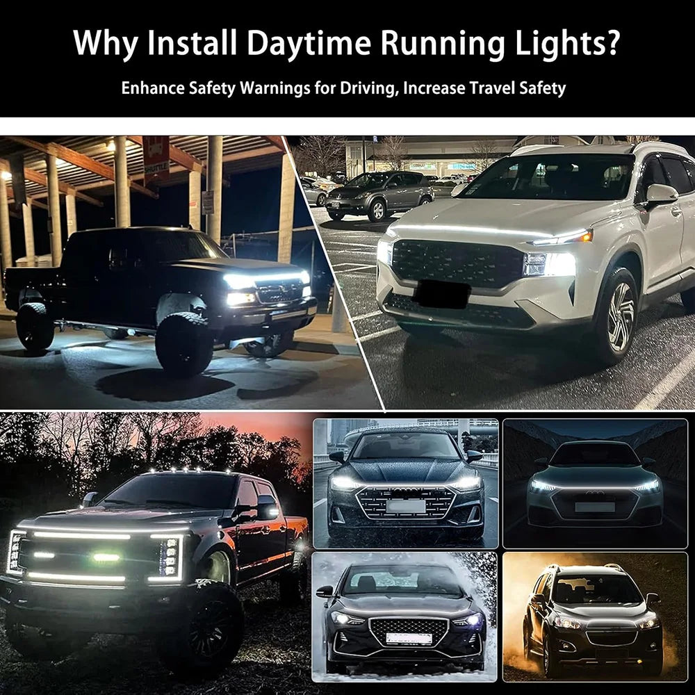 Flexible Car Hood Light Strip Scan Starting DRL Daytime Running Lights Auto Headlight Strips Led Decorative Lamp Car Assecories