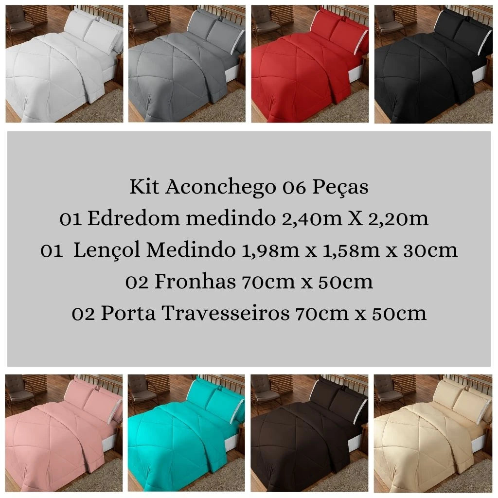 Duvet Kit 06 Pieces Queen Bed Set English Embroidery Pillowcase