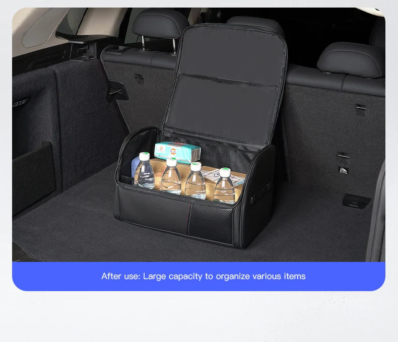 KIA Car High-capacity Leather Storage Bag Car Trunk Organizing Box For KIA EV6 Stinger RIO Sorento Picanto Ceed Borrego Syros K4