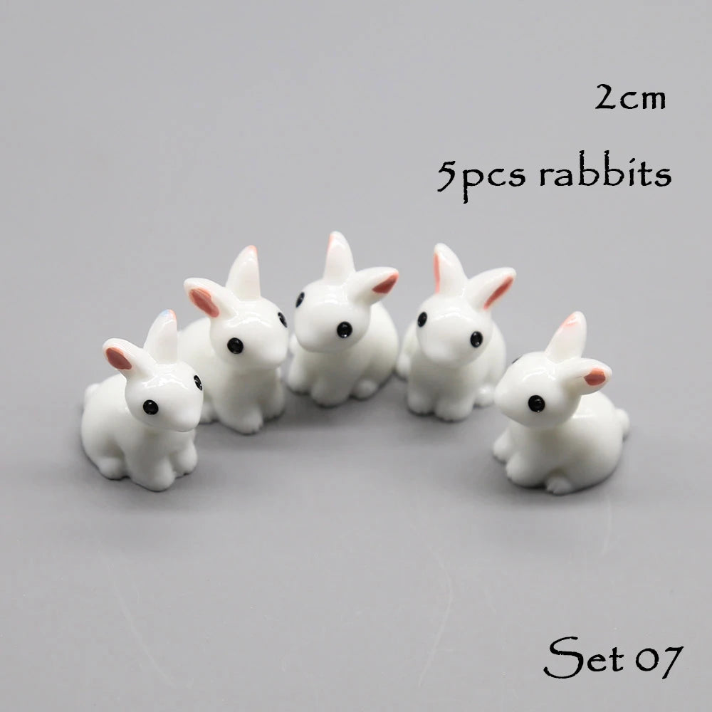 5pcs Miniature Animals Chick Sheep Turtle Puppy Fairy Garden Toy Aquarium Decoration Duck DIY Handicraft Accessories 1-3cm