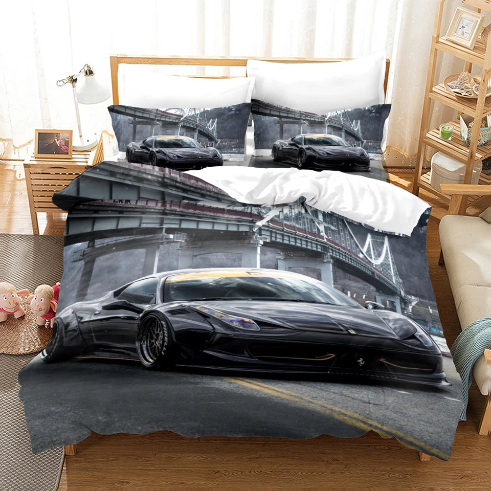 Sports Car Duvet Cover Set Luxury High Quality 3D Printed Bedding 2/3pcs Double Queen King Bedclothes Adults Boys Home Textile