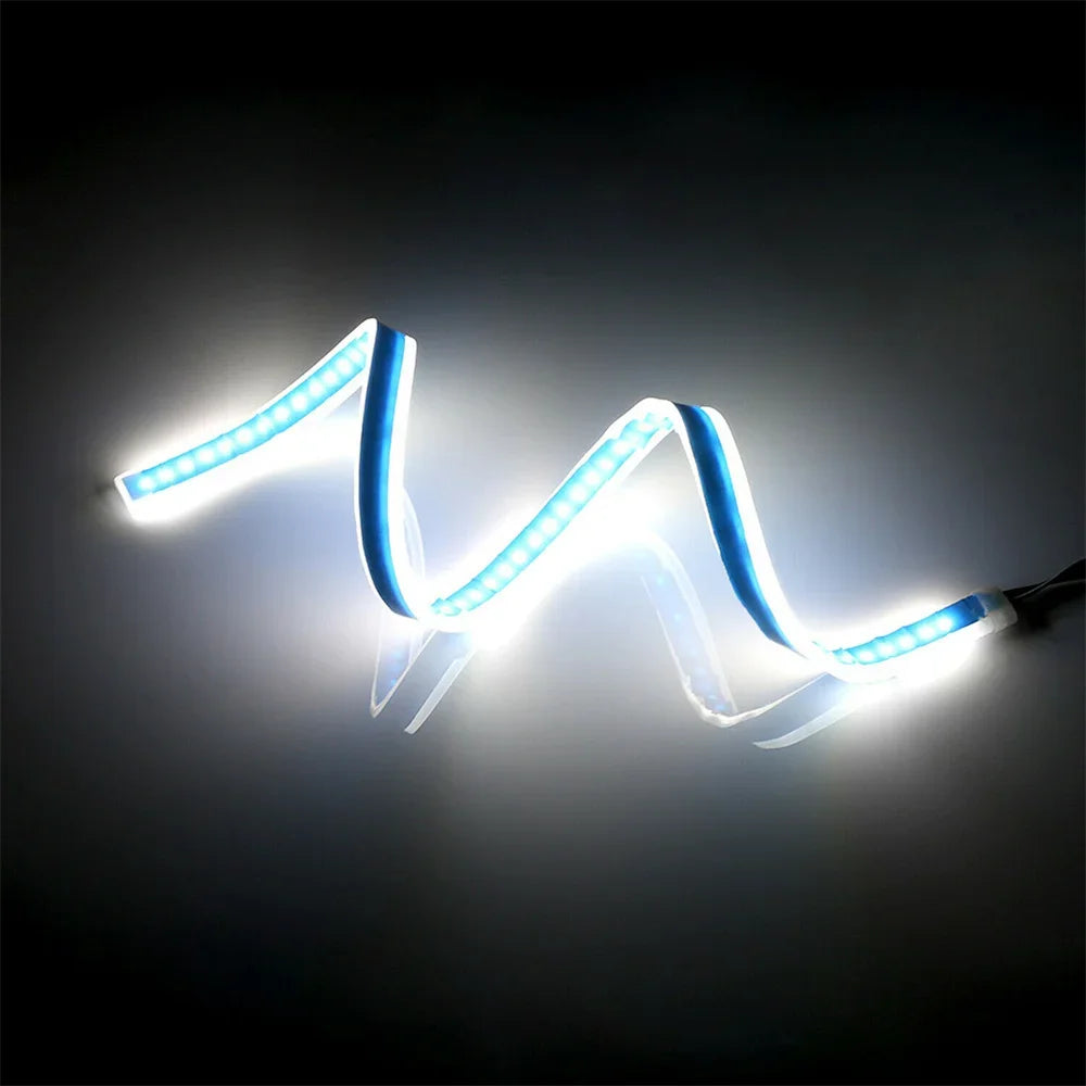 2PCS 30cm 45cm 60cm Sequential LED Strip Turn Signal Indicator Car DRL Daytime Running Light