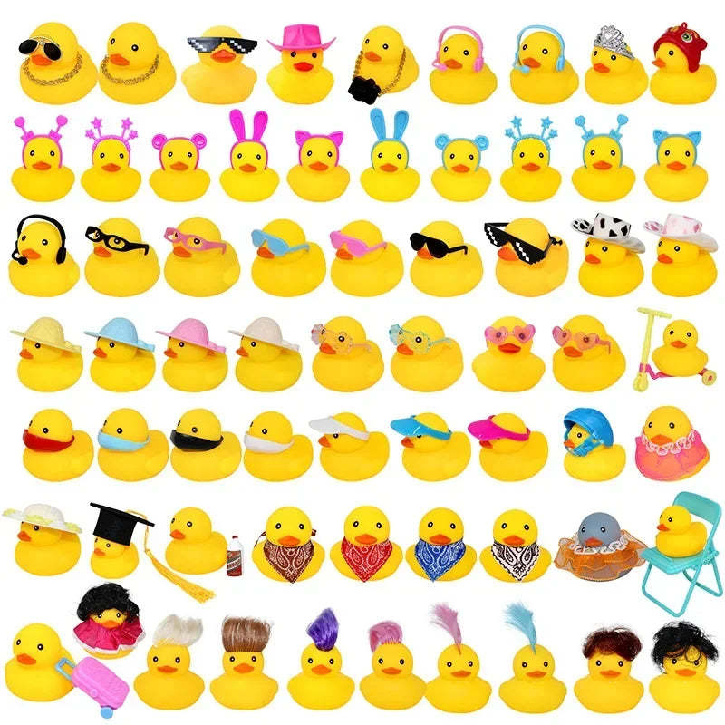 Car Decor Bath Duck Mini Rubber Ducks Accessories Outfit Rubber Ducky Duck Bath Toy Bathtub Toys for Kids Birthday Party Favor