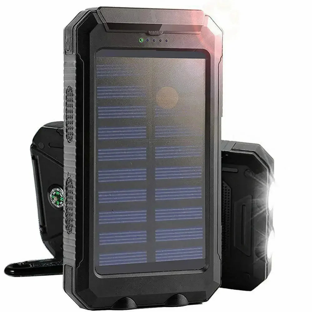Power bank 20000mah Solar Panel Dual USB Power Bank Box SOS Light Flash Compass Power Cell Phone Fast Charger portable charger