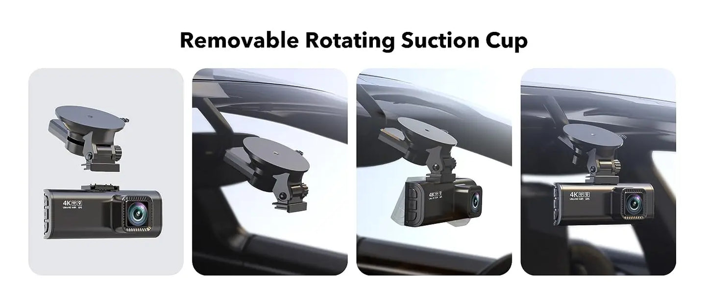 REDTIGER 4K Dash Camera Front and Rear WiFi Car Dvr Dual Car Camera  Easy To Install Car Camera Recorder Touched GPS