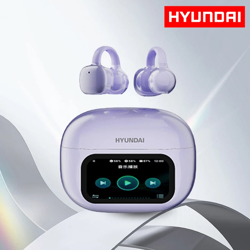 HYUNDAI HY-C02 Ear Clip Screen Display Earphones Wireless Bluetooth Headphones  Mic High Sound Stereo Sound Earbuds
