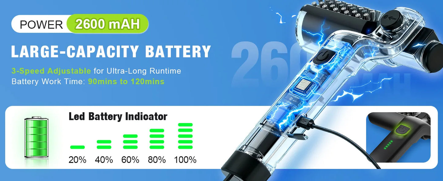 Electric Grill Brush 2600mAh Cordless Rechargeable 3-Speed & Angle Adjust Rotary Grill Cleaning Brush for Barbecue Grates