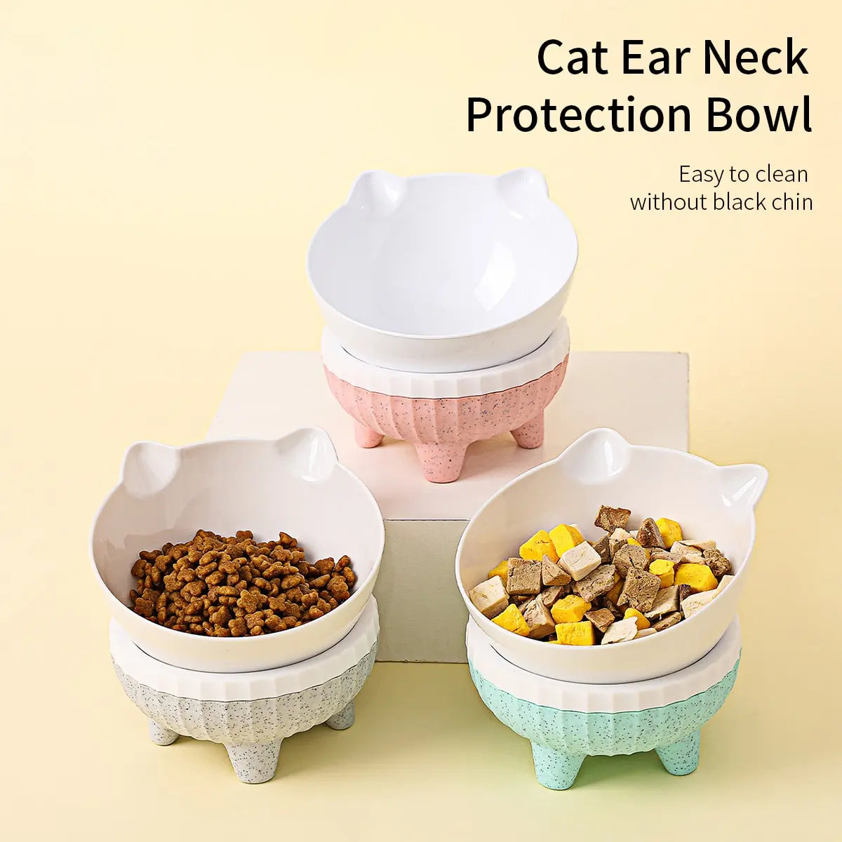 1pc Elevated Cat Bowls with Raised Stand, 15 Tilted Cat Design Neck Guard Stand Pet Food Water Feeder Bowl for Cats