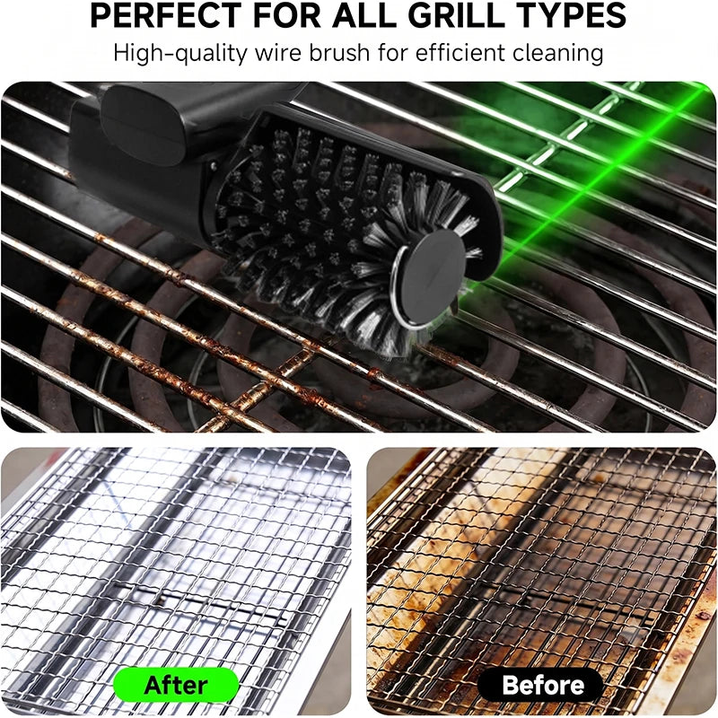 Electric Grill Brush 2600mAh Cordless Rechargeable 3-Speed & Angle Adjust Rotary Grill Cleaning Brush for Barbecue Grates