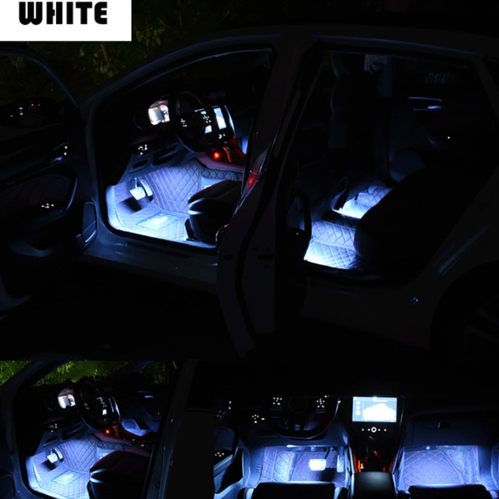 48 LED Car Interior Ambient Foot Light with USB Auto Atmosphere Decorative Lamps Foot Strip Light Kit Car Accessories