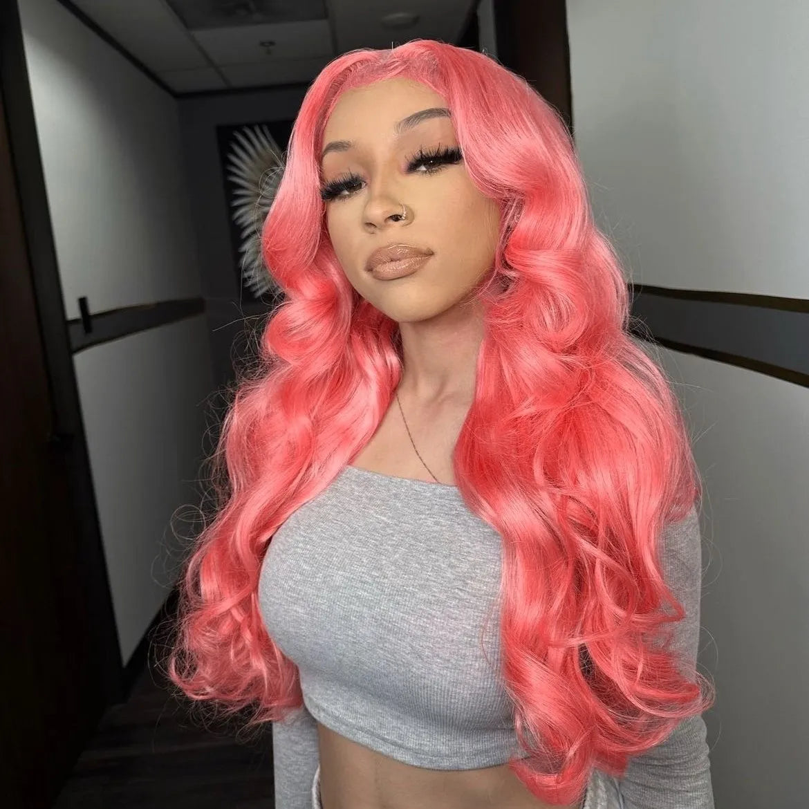Light Pink Lace Front Wig Human Hair 13x6 Hd Transparent Lace Frontal Wig 13x4 Pink Colored Body Wave Human Hair Wigs For Women