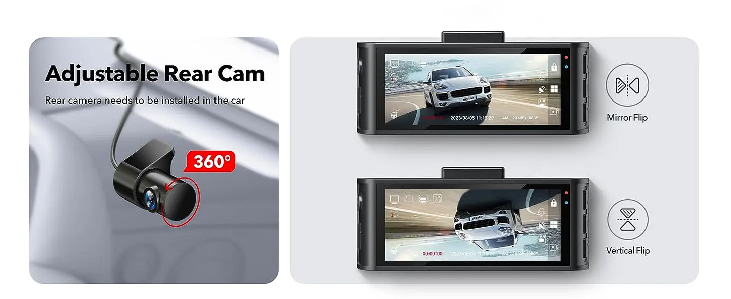 REDTIGER 4K Dash Camera Front and Rear WiFi Car Dvr Dual Car Camera  Easy To Install Car Camera Recorder Touched GPS