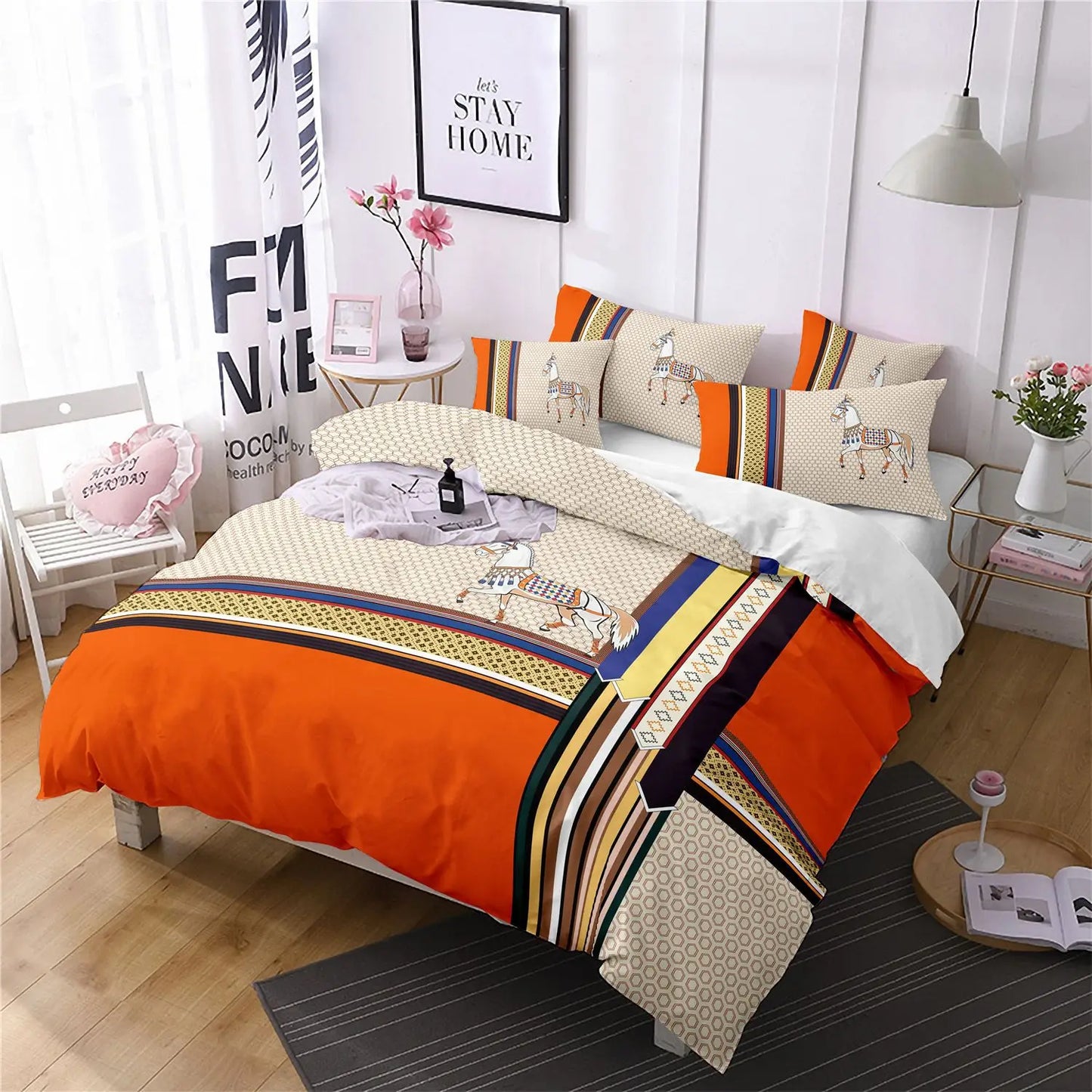 Duvet Cover Set 3D Luxury Style Printed Bedding Quilt Cover Set 3 Pieces Soft Microfiber Bedding Quilt Cover with Zipper