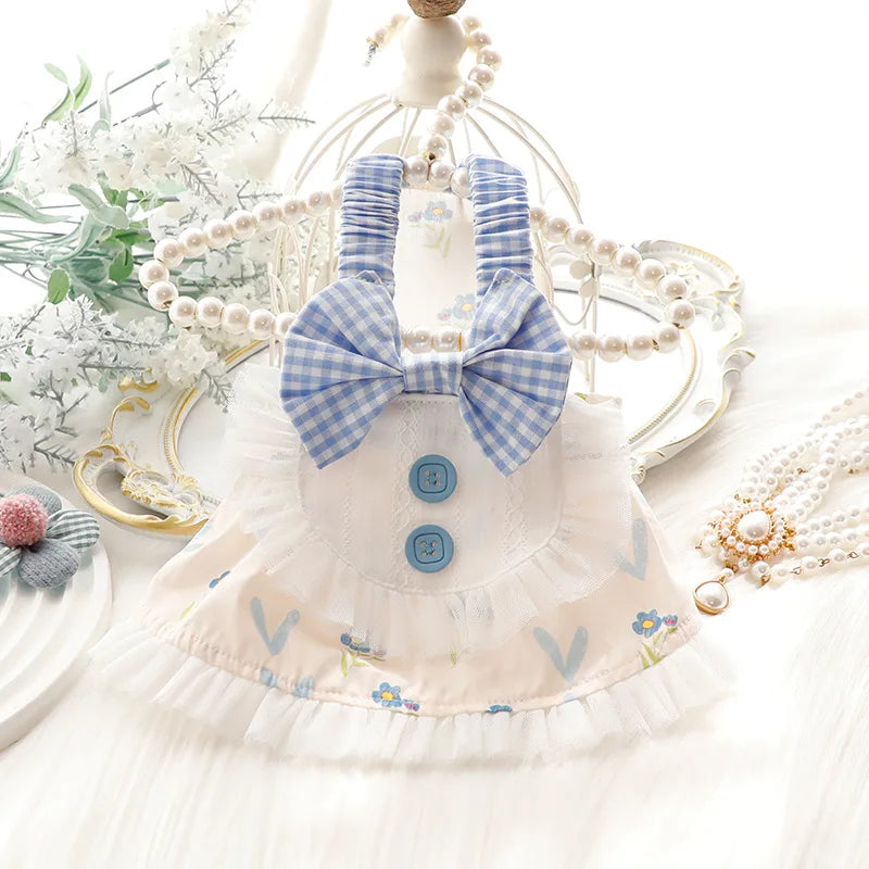 dog Lolita  Princess Dress Dog Pet Clothing Skirt Dogs Clothes Cat Small Print Cute Thin Summer White Small Dogs Clothing