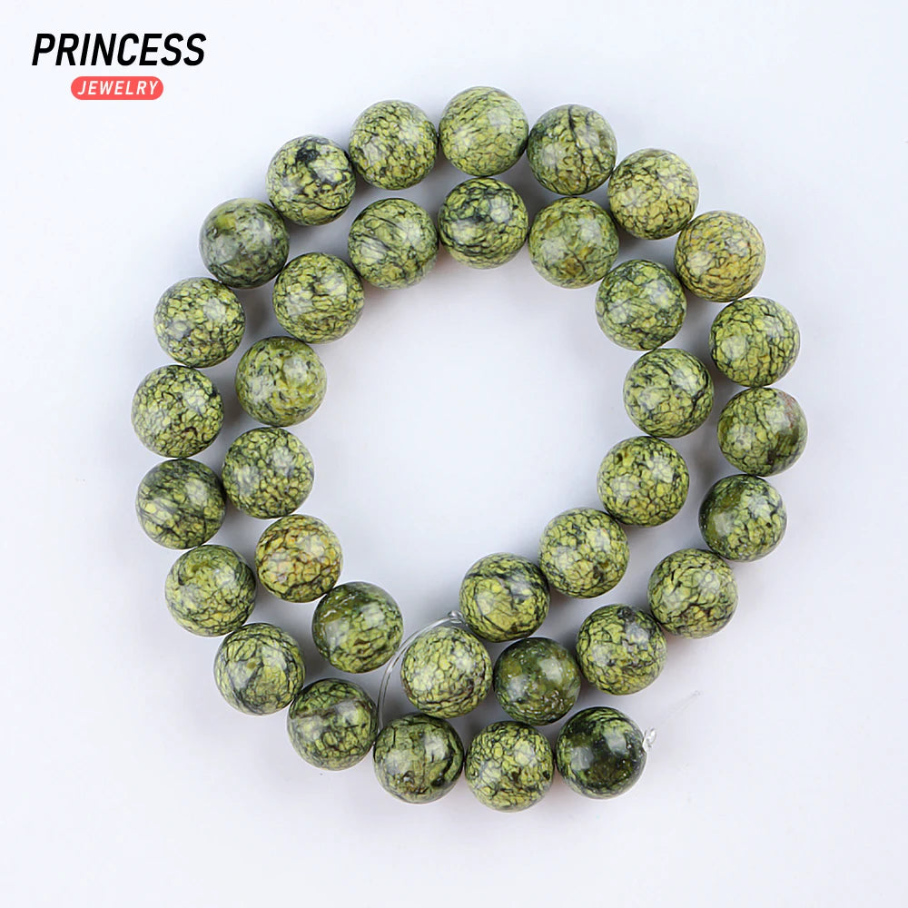 A+++ Natural Russian Serpentine Jade Loose Stone Beads for Jewelry Making Charm Bracelet Necklace DIY Accessories 4 6 8 10 12mm