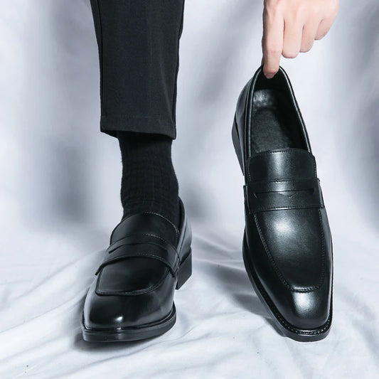 Casual Men's Slip-On Business Loafers High Quality Leather Shoes Gentleman Outdoor Shoes Office Shoes Leisure Ripe-Young Shoes