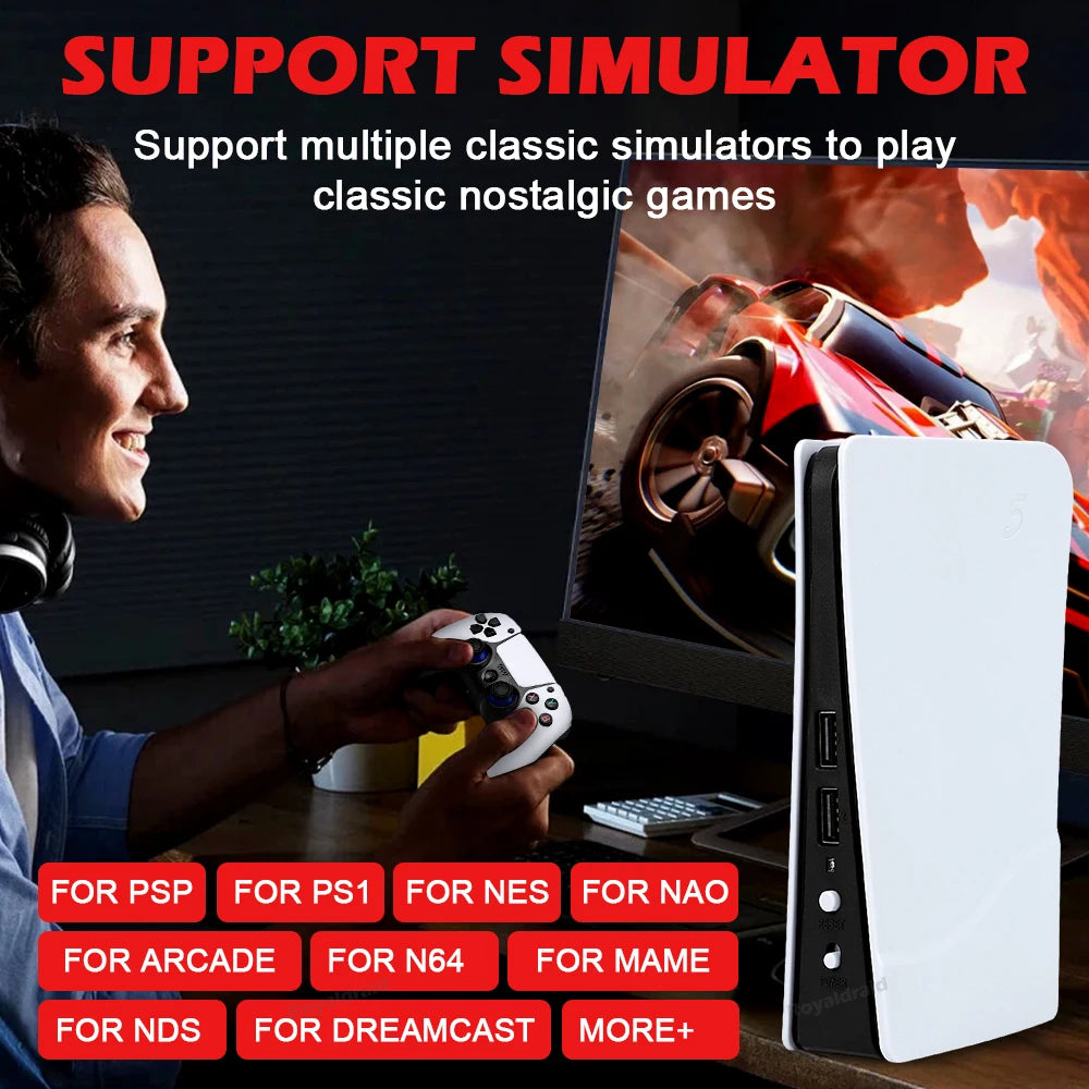 GB5 Video Game Console 256GB/128GB/64G 50000 + Retro Games HD TV Game Box 5 Two Gamepads For PS1/PPSPP/MAME Arcade Gaming Stick