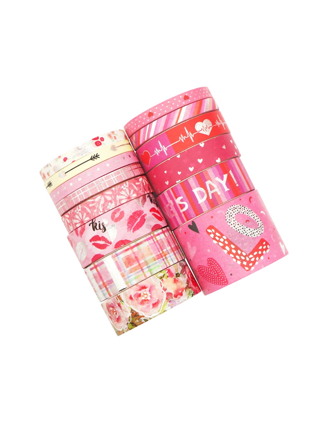 Romantic Valentine's Day washi tape,heart flower silver foil decoration material,DIY creative handmade gift for journals, greeti