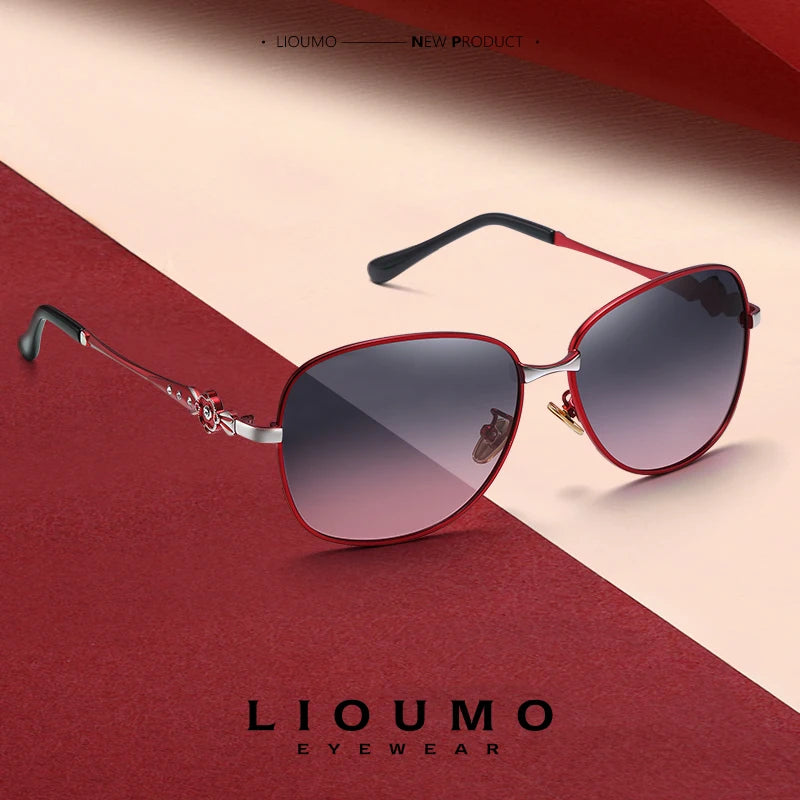 LIOUMO Vintage Polarized Sunglasses Women Glasses Fashion Travel Eyewear Anti-Glare Trendy Gradient Shades gafas de sol mujer