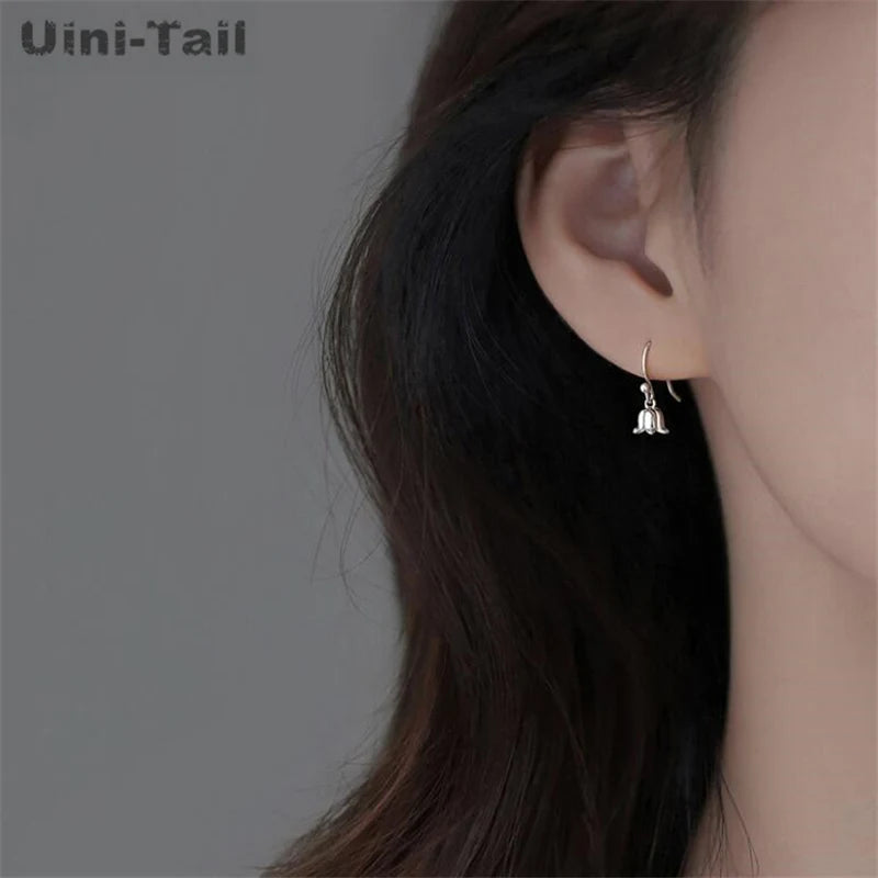 Uini-Tail Hot Selling New 925 Tibetan Silver Sweet Bell Orchid Earrings Fashion Trend Delicate Dynamic High Quality Earrings