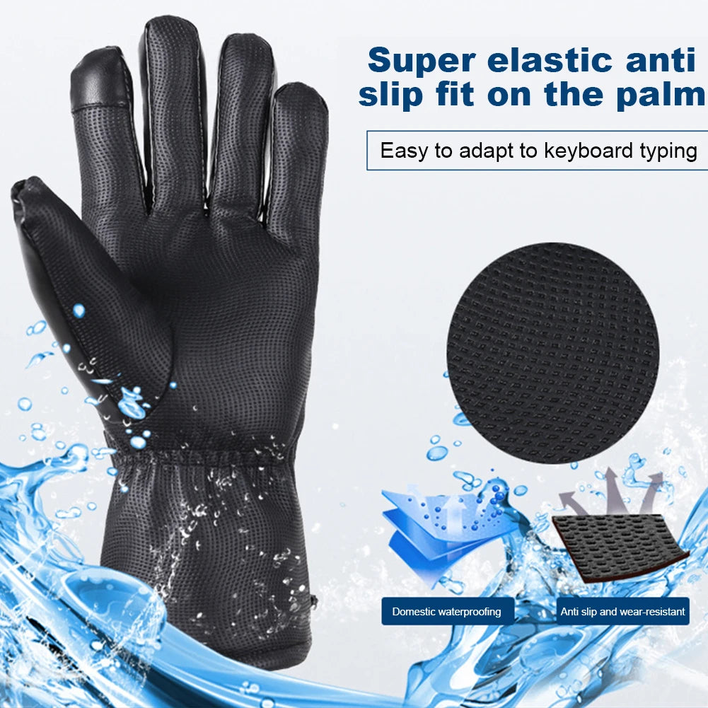 Rechargeable Heating Gloves 3 Temperature Levels Waterproof Electric Winter Gloves Hand Warmer for Outdoor Cycling Skiing Hiking
