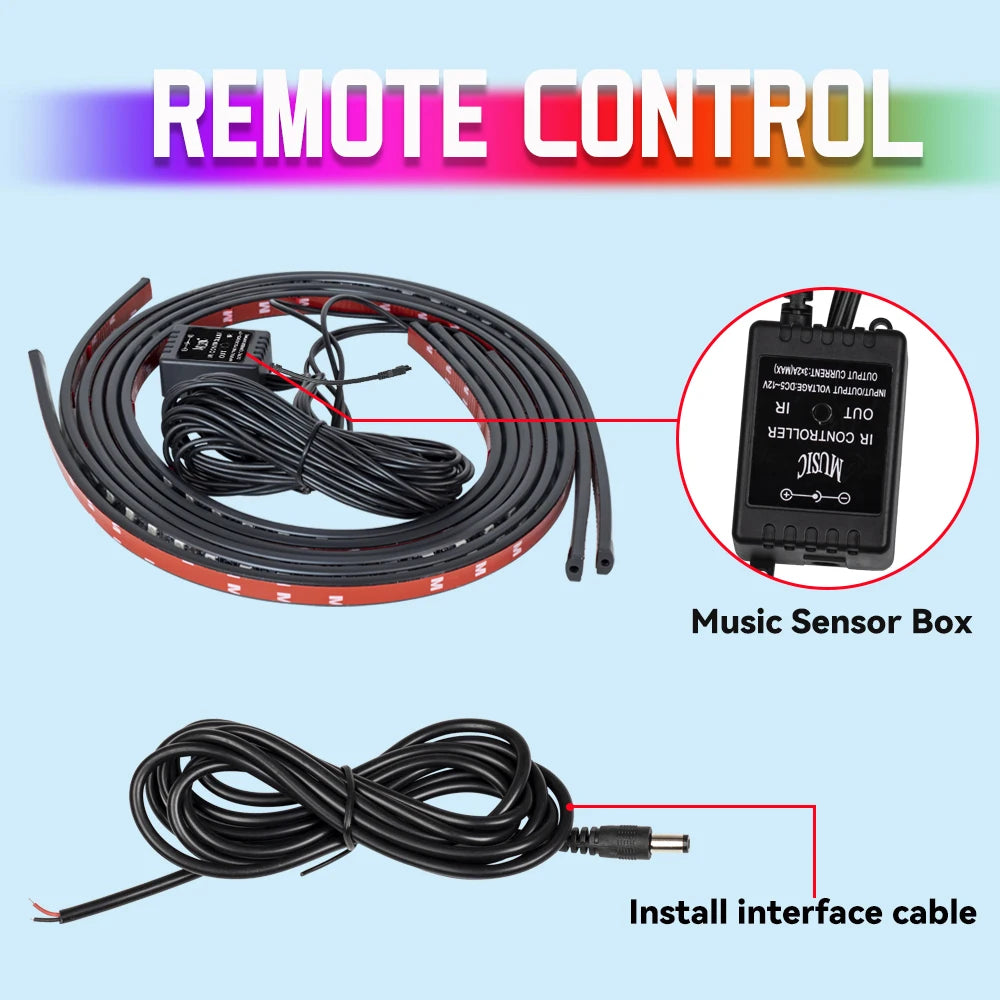 Car Charssis Flexible LED Strip Light LED Underbody Remote /APP Control RGB Neon Lights Ambient Atmosphere Auto Decorative Lamp