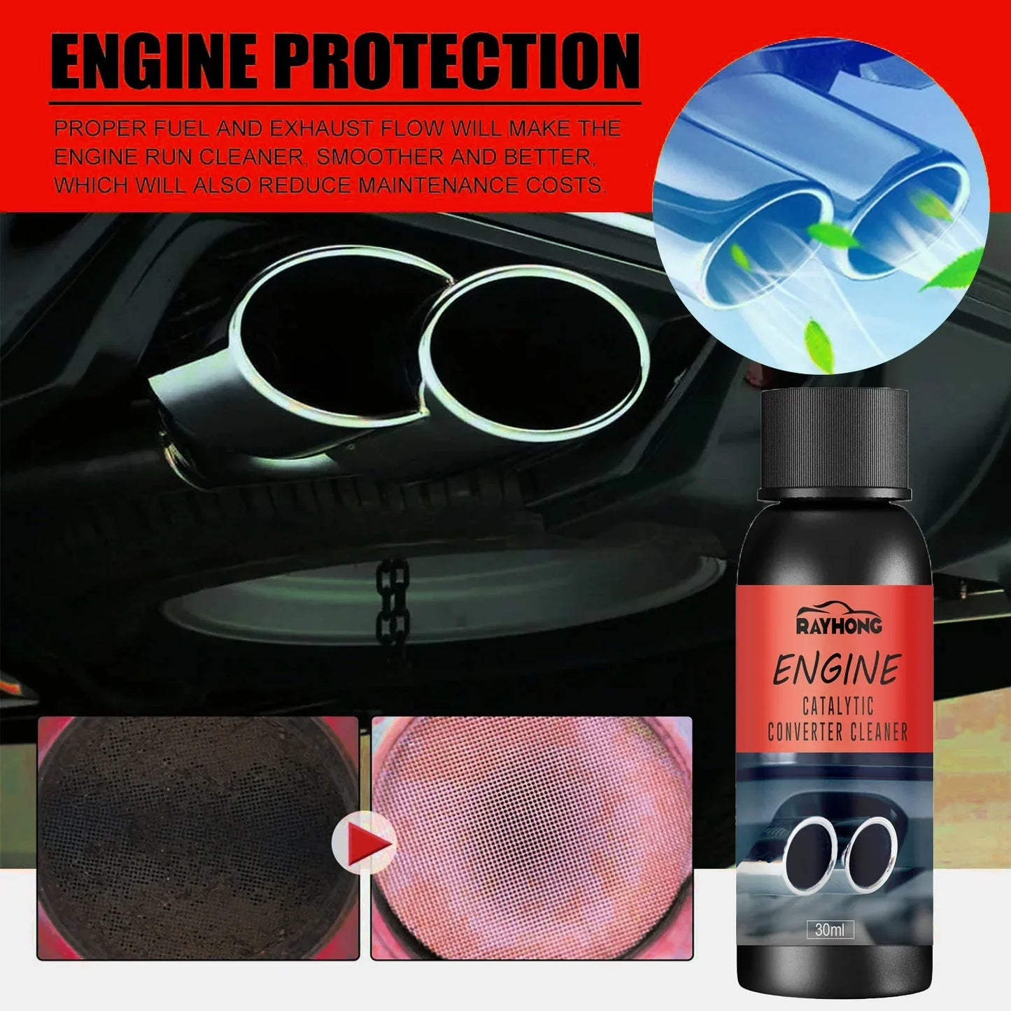 Car Engine Protection Catalytic Converter Cleaner Deep Cleaning Engine Carbon Deposit Reduce Fuel Consumption