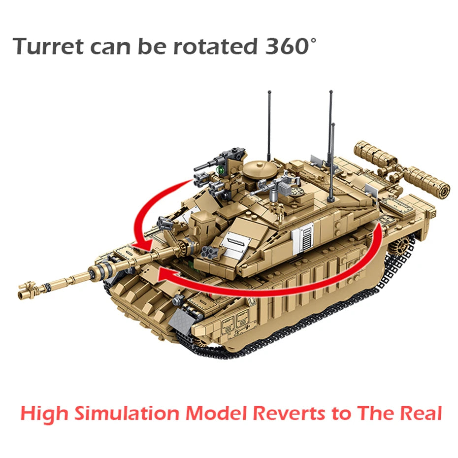 WW2 Military Leopard 2A4 Battle Tank Series Building Blocks Brick Model MOC Army Weapon Boy Set Kid Toy Childrens Christmas Gift
