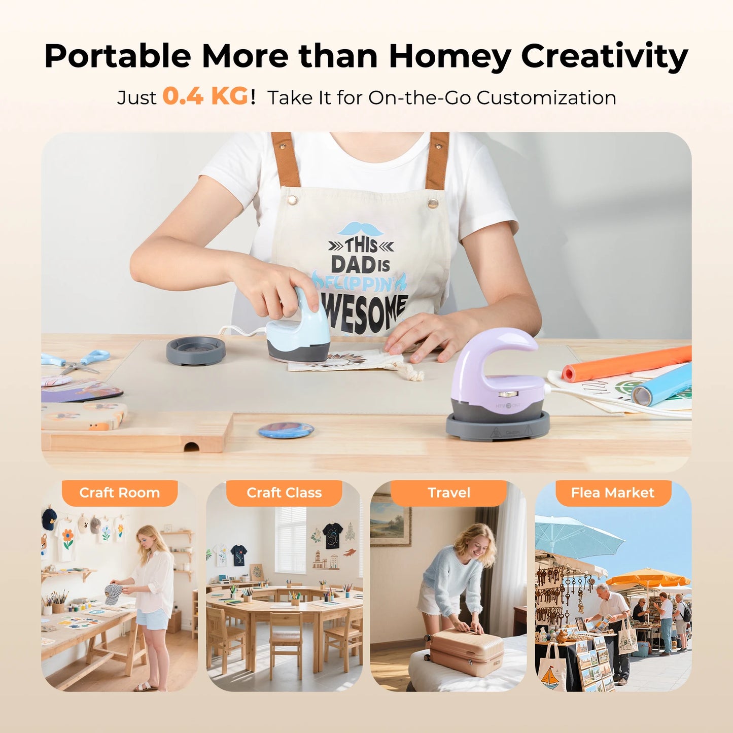 HTVRONT Heat Press H1 Mini Heat Press Machine Small Heat Press Portable Iron Press Machine for T Shirts, Hats, Heating Transfer