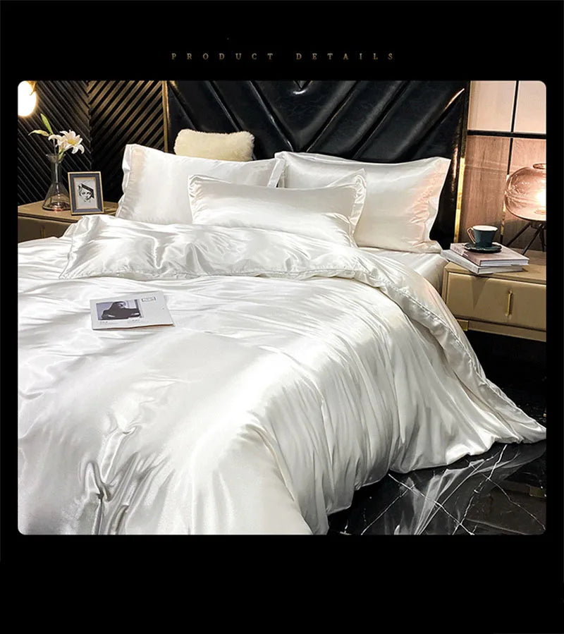 blending Mulberry Silk Bedding Set Silky High-end Queen Size Duvet Cover Set with Fitted Sheet Luxury Bedding Sets King Bed Sets