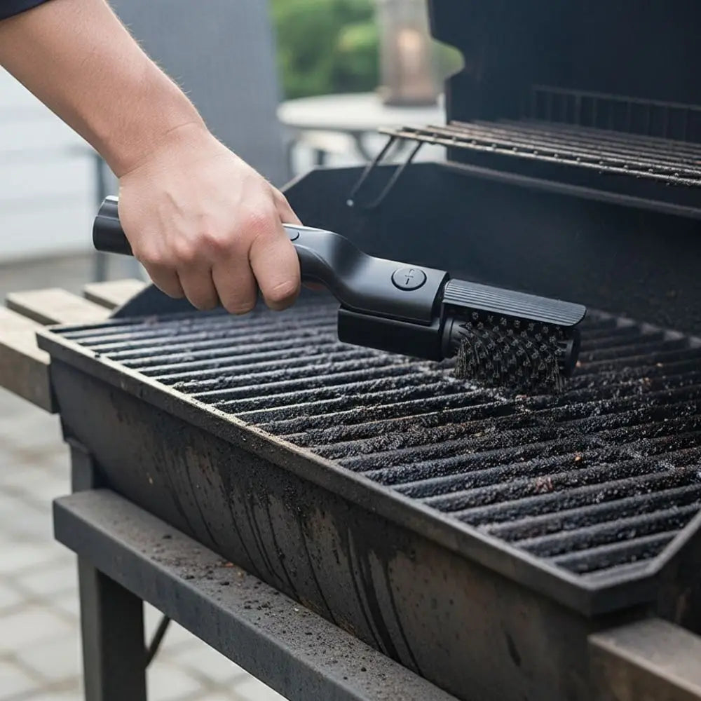 360 Degree Rotate Electric Grill Brush Adjustable Angle Rechargeable BBQ Grill Cleaner Wireless with Replacement Brush Head