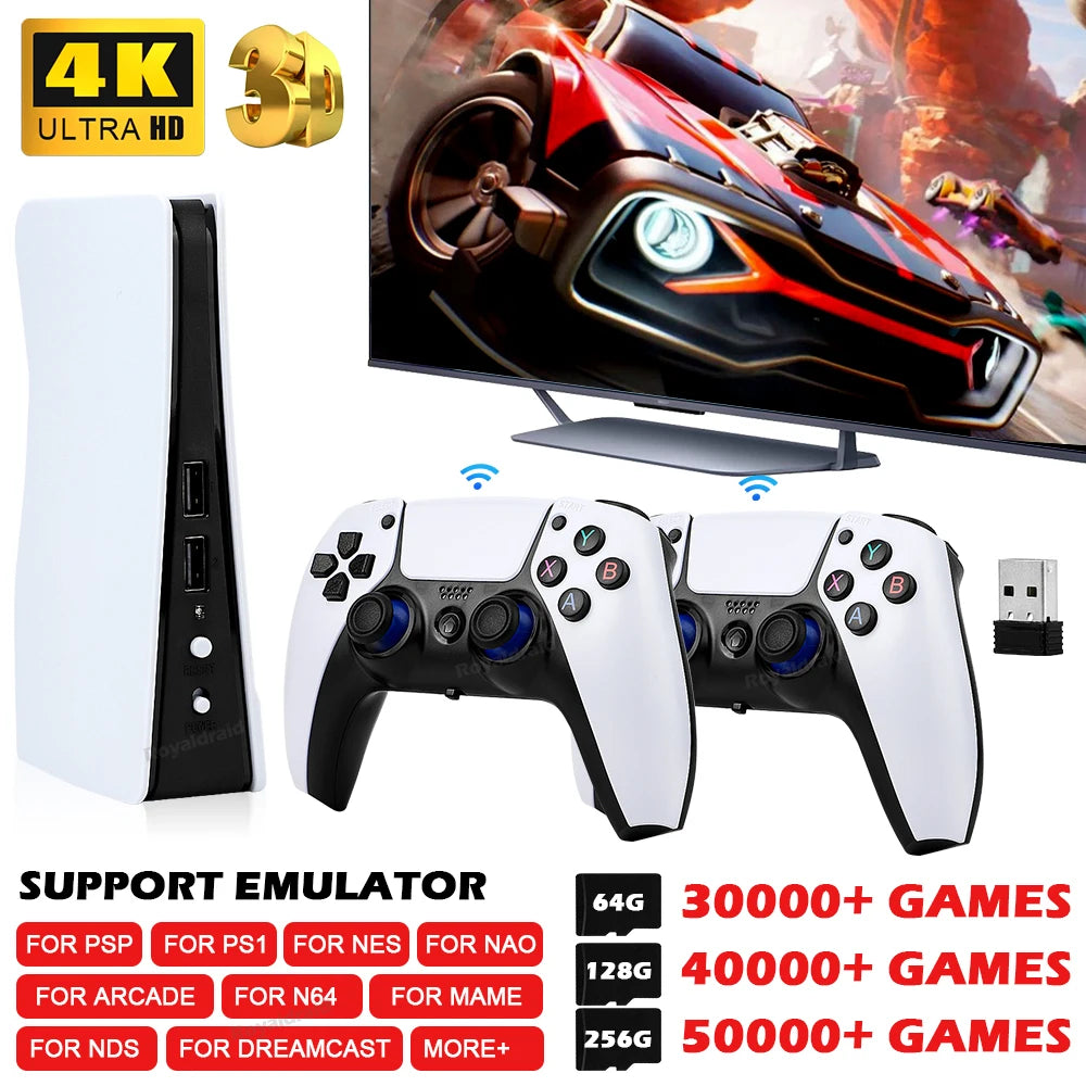GB5 Video Game Console 256GB/128GB/64G 50000 + Retro Games HD TV Game Box 5 Two Gamepads For PS1/PPSPP/MAME Arcade Gaming Stick