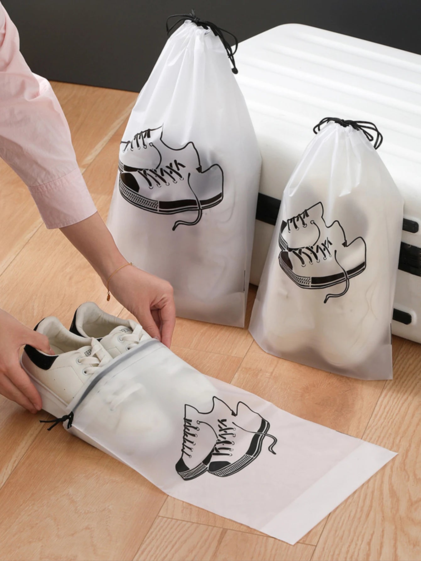 1/5pcs Shoes Storage Bags Travel Portable Clothes Underwear Organizer Transparent Frosted Drawstring Pouch Waterproof Dust-proof