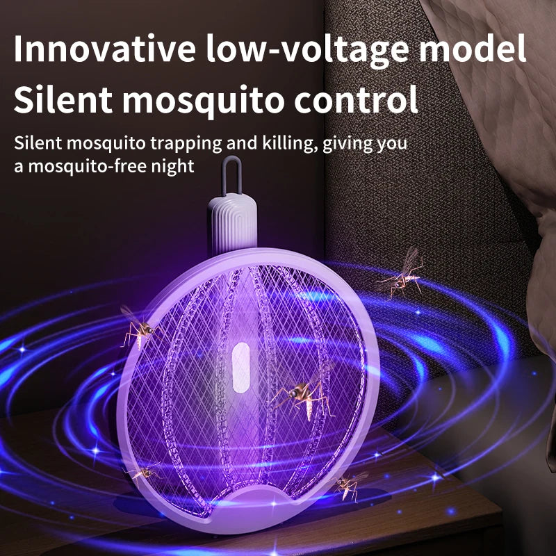 Tree-in-one Foldable Electric Mosquito Killer Fly Swatter Trap Light Wave Mosquito Luring Home Wall-Mounted Mosquito Killing