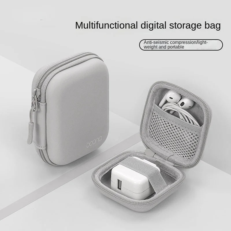 Portable Hard Shell Digital Gadgets Storage Bag Leather Earphone Charger Case Data Cable U Disk Organizer Mini Storage Accessory