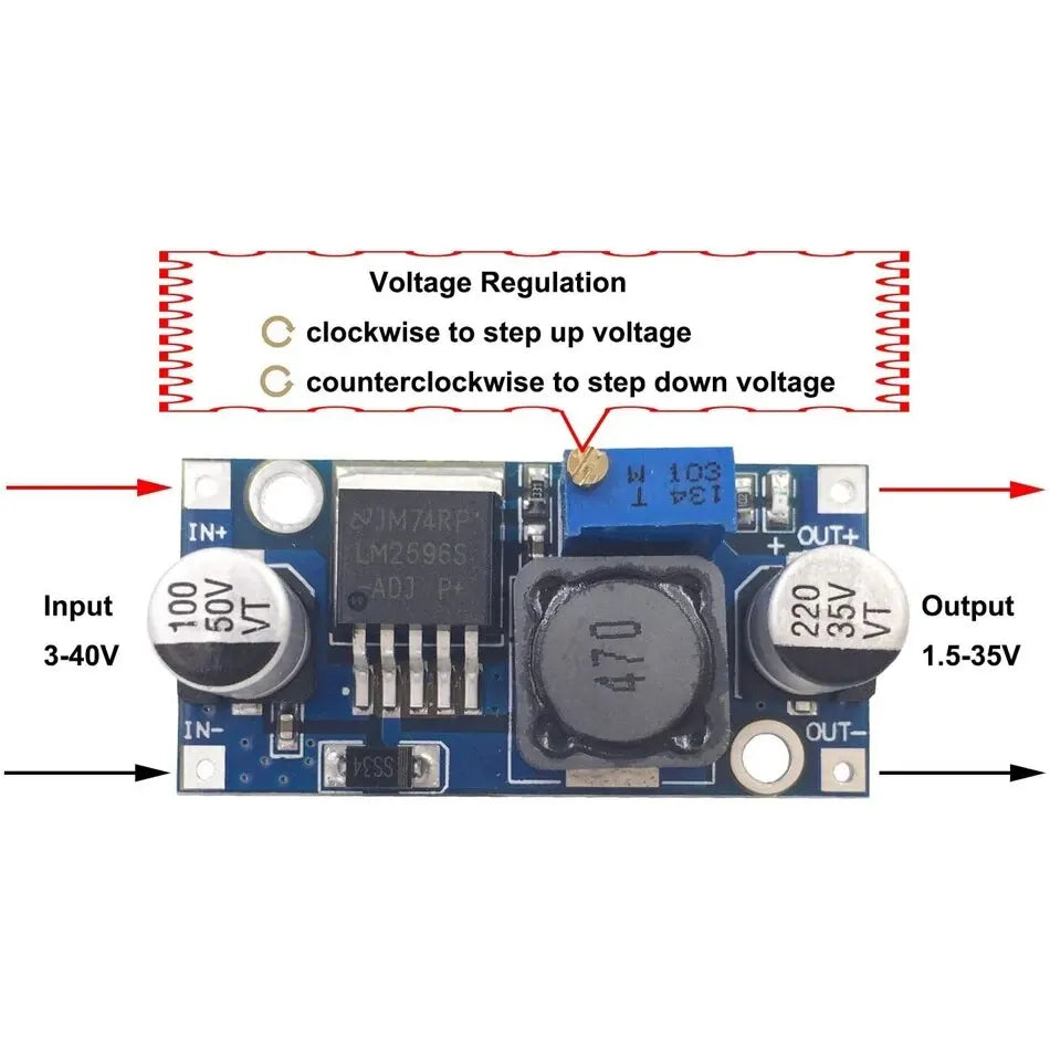 5 Pack LM2596S Buck Converter DC to DC Converter High Efficiency Voltage Regulator 3.0-40V to 1.5-35V Buck Converter Adjustable