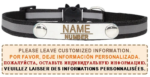 Reflective Cat Collar Custom Engraved ID Personalized with Bell Puppy Pet Breakaway Necklace Accessories Nameplate Collar
