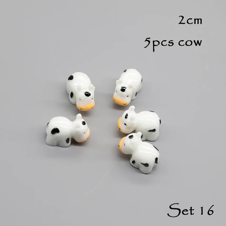 5pcs Miniature Animals Chick Sheep Turtle Puppy Fairy Garden Toy Aquarium Decoration Duck DIY Handicraft Accessories 1-3cm