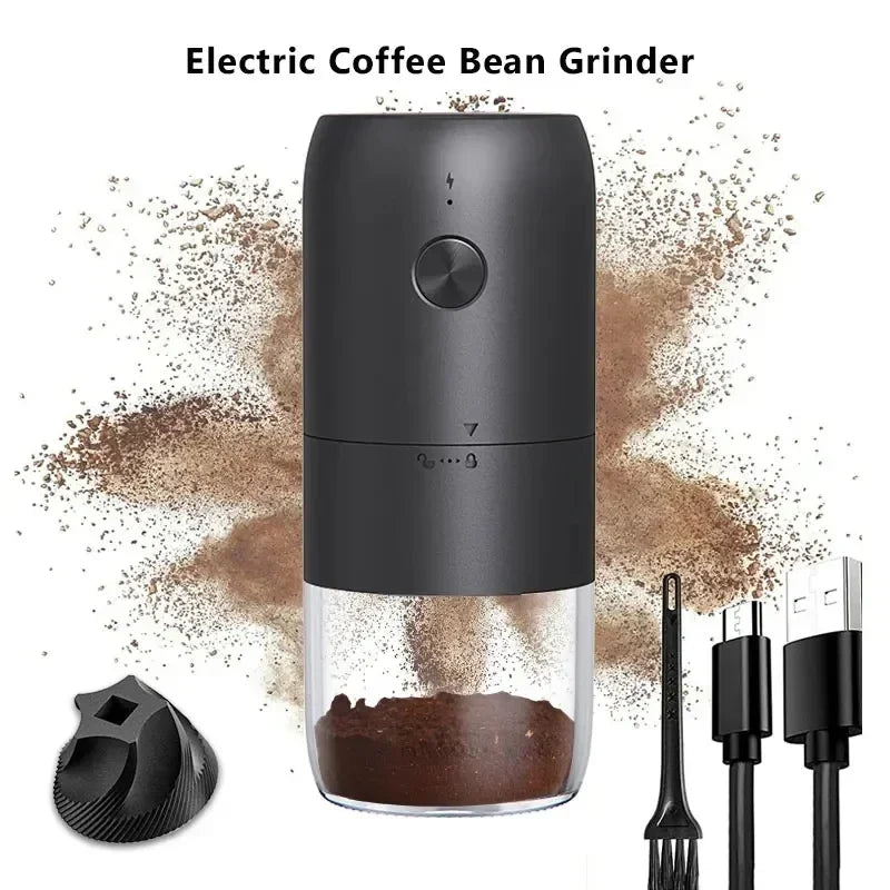 New Electric Coffee Grinder USB Type-C Charging Portable Nuts Grains Pepper Coffee Bean Grinder Home Travel Black grinder