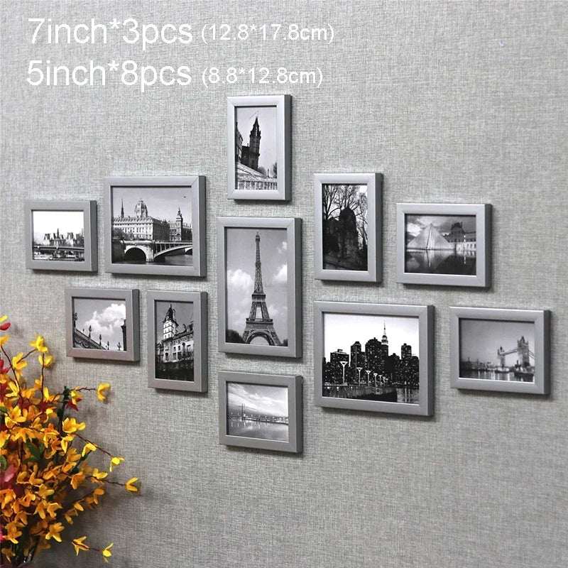 11Pcs Picture Frames Wall Photo Frame Architecture Picture Frame Set Modern Decor Living Room Home Decoration marcos de fotos